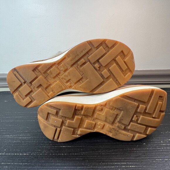 Tory Burch Gemini Link Platform Boots Women Size 5.5 Suede Winter Sheep Fur - Picture 10 of 12